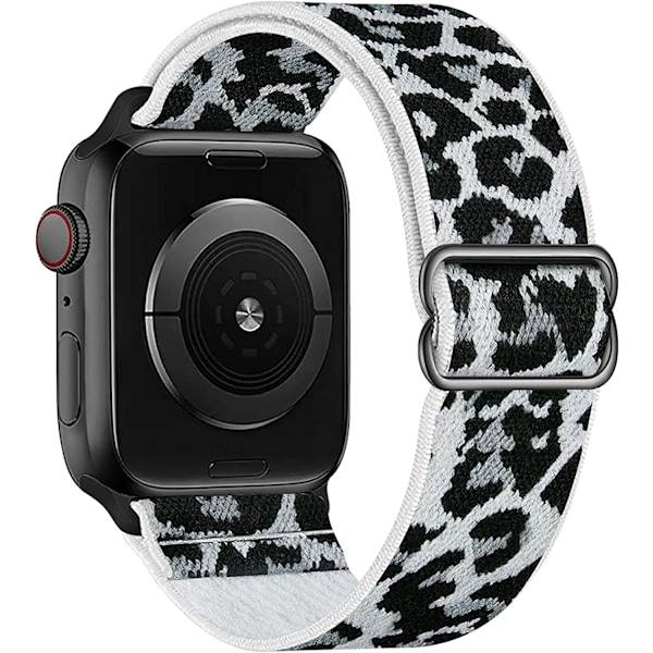 Stretchbarnd Solo Loop Kompatibel med Apple Watch Band White-Leopard 38/40/41mm