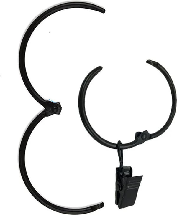 gardinringe med clips, sort, 20 stk.