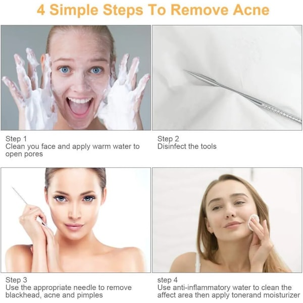 Blackhead Remover Kit med 10 dele, rustfrit stål