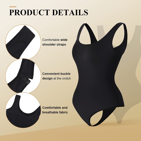 Shapewear Body för kvinnor Tummy Control Tops Seamless Black S