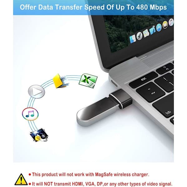 4-pak USB til USB-C-adapter, Type-C hun til A han bilopladerkonverter til nye iPhone 16 Pro Max Plus 15 14 13, Appl-FD17-{ROG}