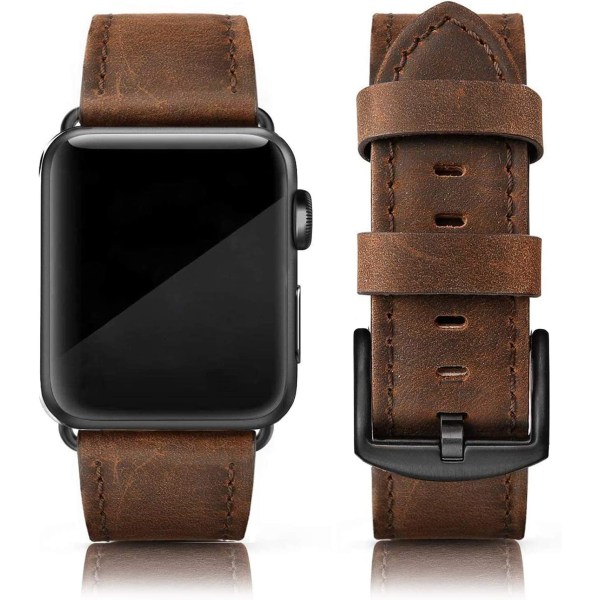 Läderband som är kompatibla med Apple Watch 45 mm 42 mm 44 mm Classic Retro Walnut 42/44/45 mm