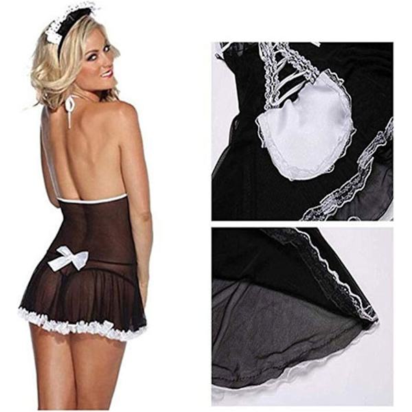 2025 Senaste Modell Dam Fransk Hembiträdesdräkt - Sexiga Spetsunderkläder Hembiträde Rollspel Cosplay Push Up Stor