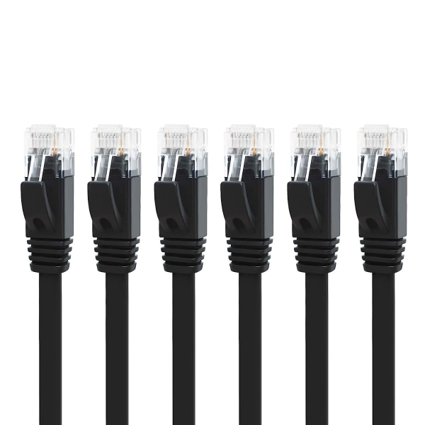 Cat 6 Ethernet-kabel 3 fot 6-pack Svart. Hög hastighet Solid