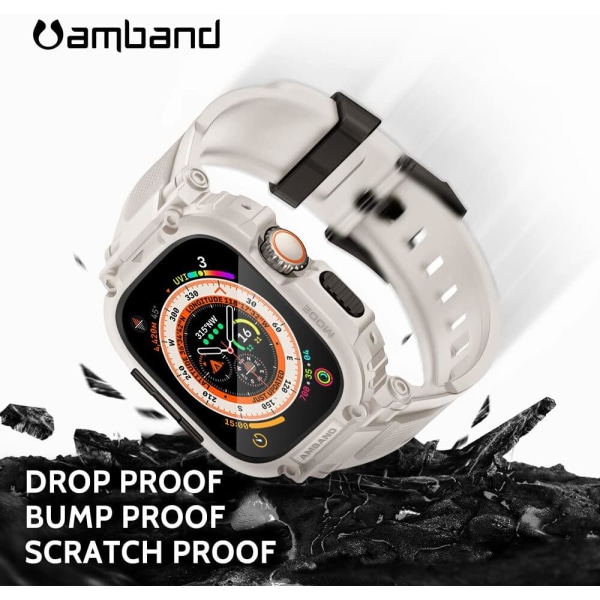 Fodral skärmskydd kompatibelt med Apple Watch Starlight 49mm