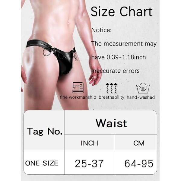 2025 Senaste Modell Herr Jockstrap Konstläder Tanga Kalsonger G-String Låg Midja Påse Kalsonger Bulge Butt Flaunting Underkläder A-svart One Size