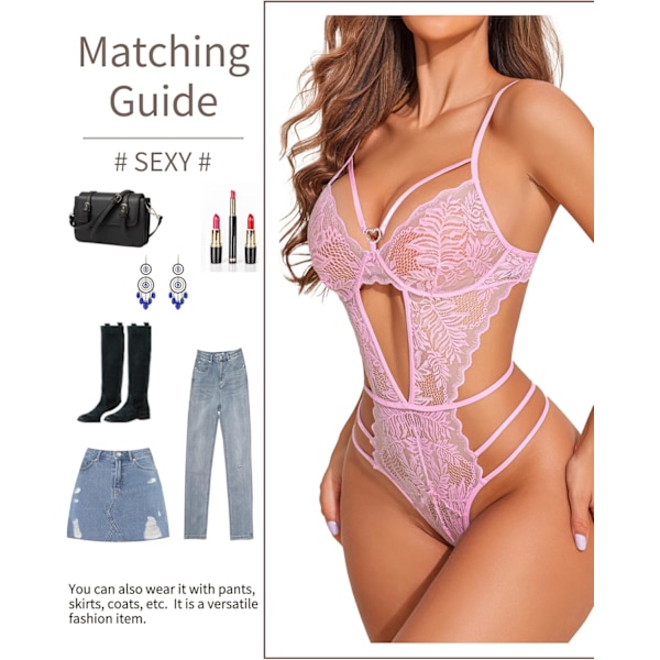 2025 Senaste Modellen Teddy Underkläder för Kvinnor Djup V Underkläder Body Sexig Spets One Piece Babydoll
