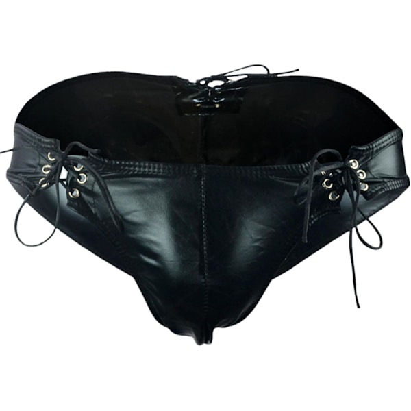 2025 Senaste Modell Herr Jockstrap Konstläder Tanga Kalsonger G-String Låg Midja Påse Kalsonger Bulge Butt Flaunting Underkläder A-svart One Size