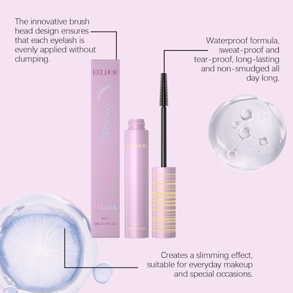 2025 Senaste Modell Svart Lång Böj Mascara Naturlig Skönhet Böj Svart Tjock Mild Mascara Färgar Inte Lätt