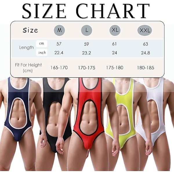 2025 Senaste Modell Herr Leotard Body Stretch Brottningstrikå Jumpsuit Tanga One-Piece G-String Underkläder B-svart XX-Large
