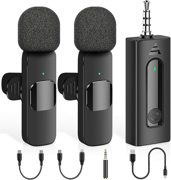 2025 Seneste Model 4 i 1 Professionel Trådløs Lavalier Mikrofon - 2 Pak Mini Mikrofon til iPhone Android Kamera, Støjreduktion Lap