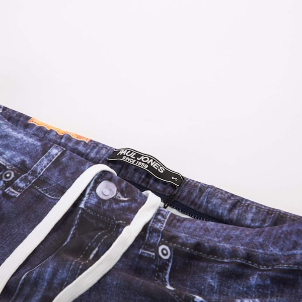 2025 Senaste Modell Herr Badbyxor Denimtryck Strandbadkläder Baddräkt Bikini Trosor Indigo X-Large