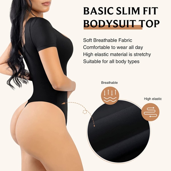 Shapewear Body för kvinnor Tummy Control Tops Seamless Black3 M