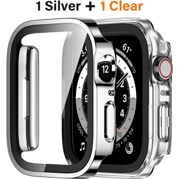 2-pack kompatibel med Apple Watch Silver/Clear 40mm