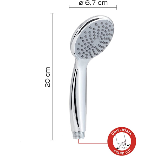 05 Brusehoved, ABS, Krom, 5x7.6x20