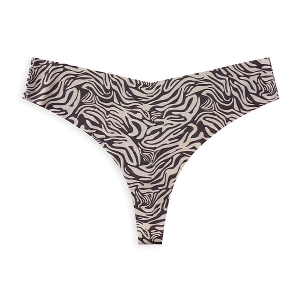 Trykte trekantstrusser Bikini-bindebånd Badetøjsstrandtrusser Light brown zebra S