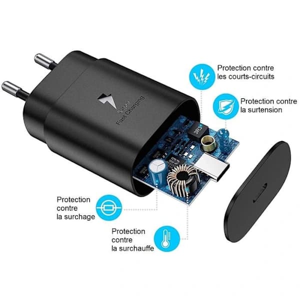 Hurtigoplader 25W + USB-C til USB-C kabel til Samsung Galaxy S26/Galaxy S25 Sort