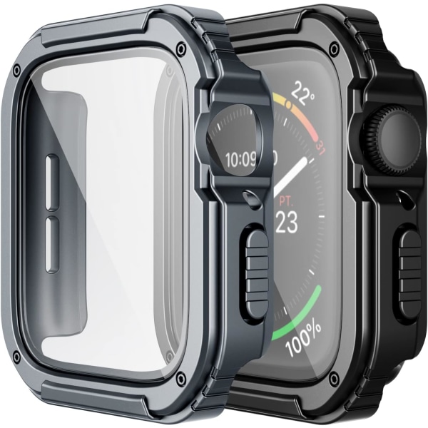 2-pack robust fodral kompatibelt med Apple Watch Black/Gray 41mm