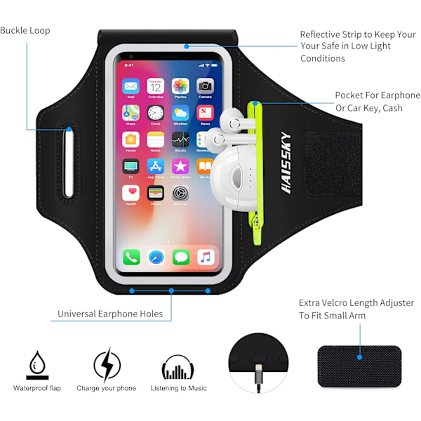 2025 Senaste Modellen Telefonarmband för Löpning Mobiltelefonarmband med Dragkedjeficka för Hörlurar Bilnycklar, Vattentåligt Sportarmband