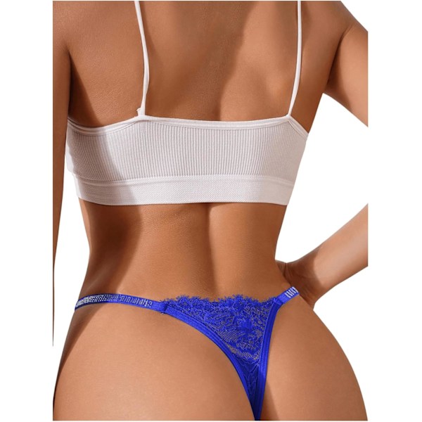 2025 Senaste Modell Kvinnor Cheeky Sexiga Spets Trosor Låg Midja G-String Underkläder Kungsblå Stor