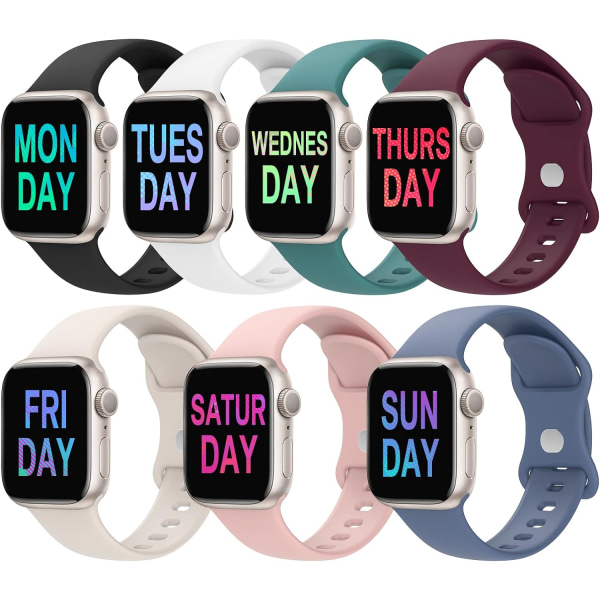 [7-pack] Mage Plus silikonband kompatibelt med Apple Watch 38 mm