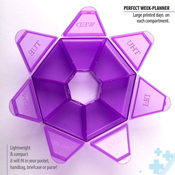 7-sidig bärbar tablettbox Medicinplanerare S- case Purple