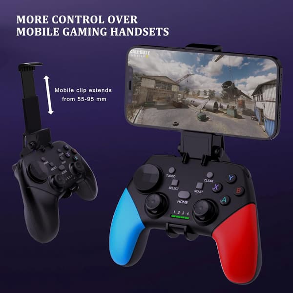 2025 Seneste Model Trådløs Mobil Gaming Controller Gamepad til iPhone/Android/iPad/PC/Switch/PS4/PC Joystick med Telefonholder, Understøttet