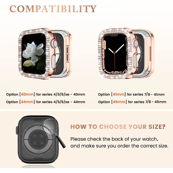 4-pack för Apple Watch Series 7 & 8 41 mm Bumper Bling- case, kvinnor 4-Pack 2 41mm