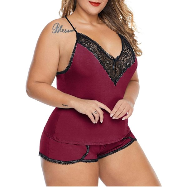 2025 Senaste Modell Dam Plus Size Pyjamas Cami Shorts Set Nattkläder Sexiga Spetsunderkläder Sovkläder