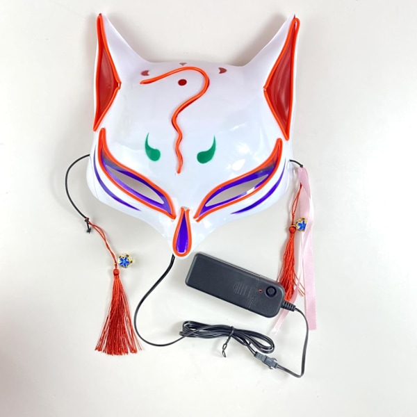 2025 Senaste Modell Halloween LED Kitsune Mask, Japansk Rävmask, Tecknad Rävmask, för Halloween Maskerad Kostym Karneval Fest