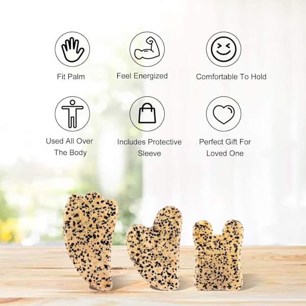 2025 Senaste Modell Gua Sha Ansiktsverktyg Set om 3 Guasha Massageverktyg Jade Gua Sha Skrapmassage för Ansikte, Hals, Ögon och Kropp, J