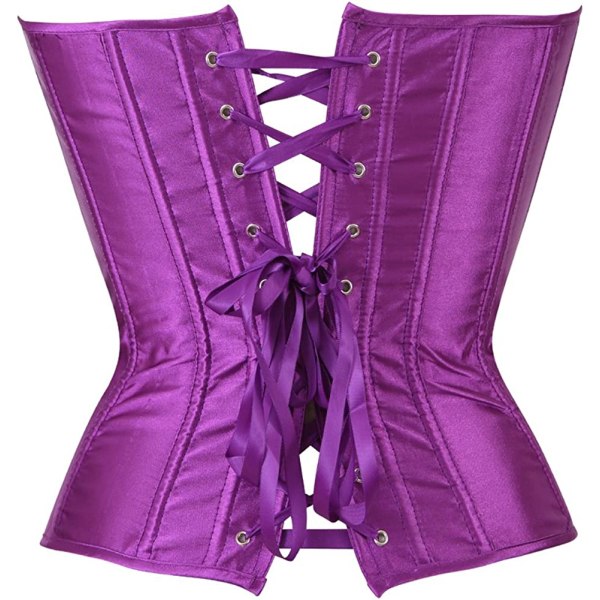 Bustier korsetttopp för kvinnor Sexiga underkläder set svart satin Purple 2XL