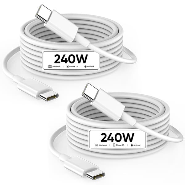 USB C til USB C, 240W USB C-kabel, 2 meter C til C-kabel hurtiglading for Macbook Pro/Macbook Air, iPad Pro 12,9-tommer, iPhone 15/Pro Max/Pro/Plus, Samsu