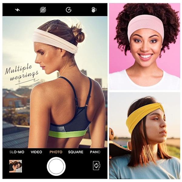 12 st Stretcha Hårband för Kvinnor och Flickor, Absorberande Sport