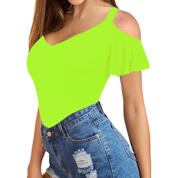 2025 Senaste Modell Sexiga Toppar för Kvinnor Kall Axel Djup V-ringning Kort Ärm Slim Fit Sommar Vardags T-shirts