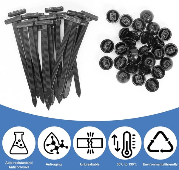 Nylon Universal Cable Tie Buckle, Heavy Duty Self-Locking Zip with Pin & Button Design Multipurpose Universal Zip Tie Tool for Quick Fastening, Autom