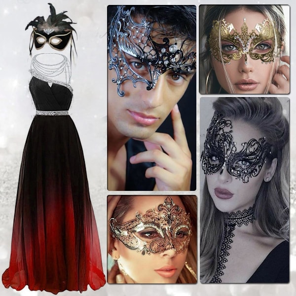 2025 Senaste Modell Maskeradmask för Kvinnor Venetiansk Metall Party För Karneval Halloween Kostym Cosplay Phoenix Svart