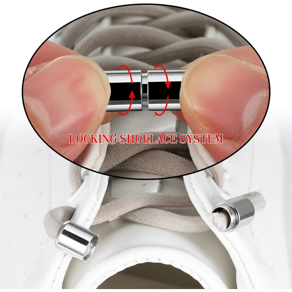 6 par utan slips elastiska skosnören för tränare - Universella slipslösa skosnören med metallspännen