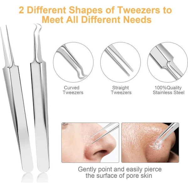 Blackhead Remover Kit med 10 dele, rustfrit stål