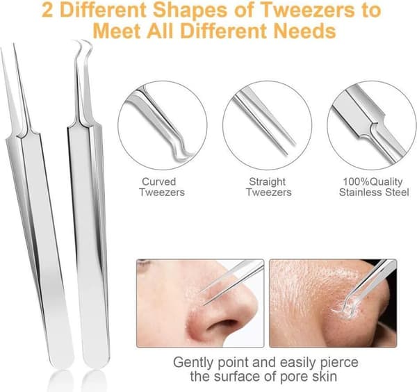 Blackhead Remover Kit med 10 deler, rustfritt stål