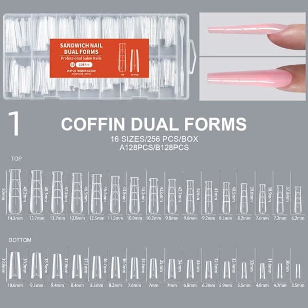 Sandwich Nails Dual Forms - 256 stk lange kistenegleforme til Q 1