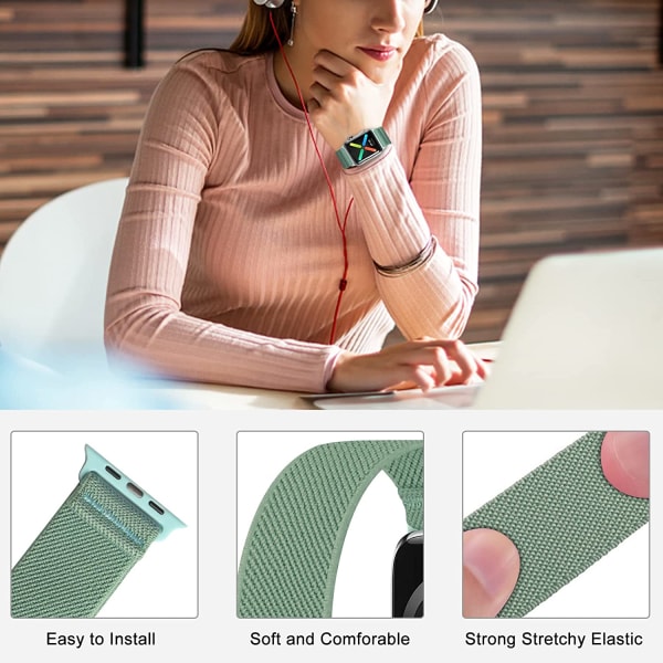 Stretchiga nylon solo-band som är kompatibla med Apple Watch Cactus 42/44/45/49mm XS