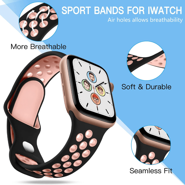 4-pack sportband kompatibel med Apple Watch 41mm 40mm 4pcs 5 42mm/44mm/45mm/49mm S/M