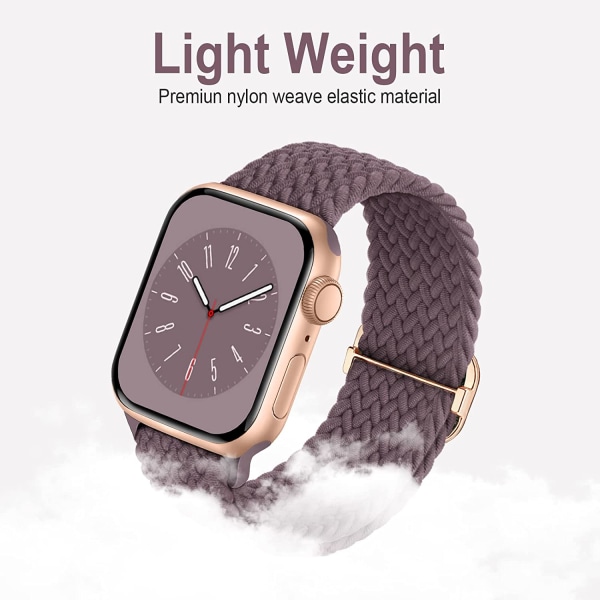 Flätat Solo Loop-kompatibelt armband till Apple Watch 42 mm Starlight/Smoke Violet 42mm/44mm/45mm/49mm