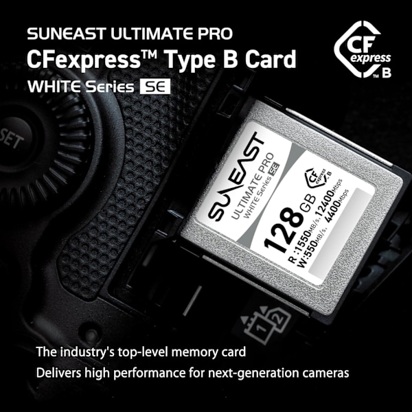2025 Senaste Modellen Ultimate PRO White Series SE CFexpress Typ B-kort 128GB TLC 8K Modell SE-CFXB128GW1550