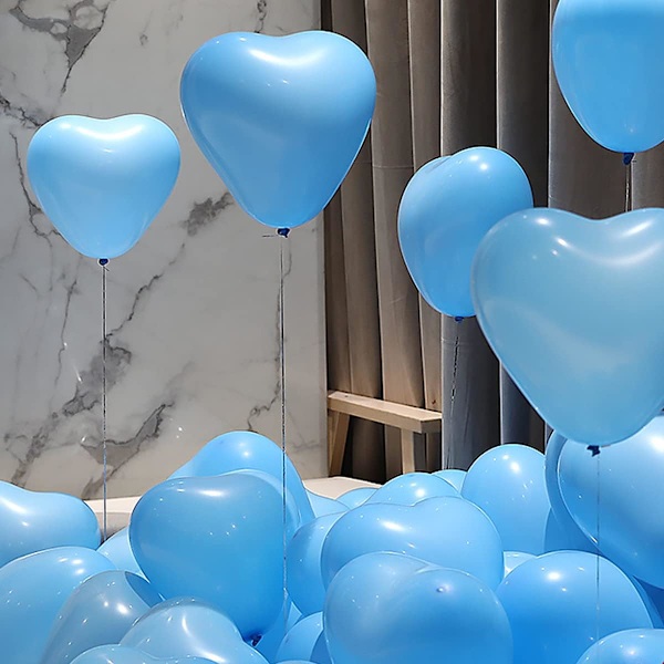 50 st 6-tums blå hjärtformade latexballonger för Alla hjärtans dag, frieri, bröllopsfest.