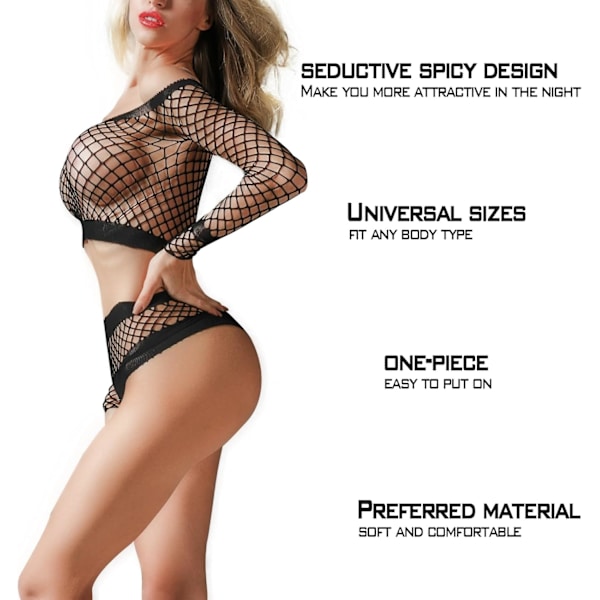 2025 Senaste Modell Sexiga Underkläder för Kvinnor Stygga Fisknätsunderkläder Set Bodysuit Outfits Teddy Babydoll Erotiska Mesh Damkläder B