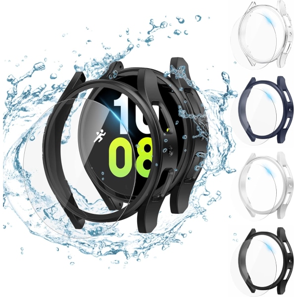 [5+4Pack] för Samsung Galaxy Watch 5/4 skärmskydd och case