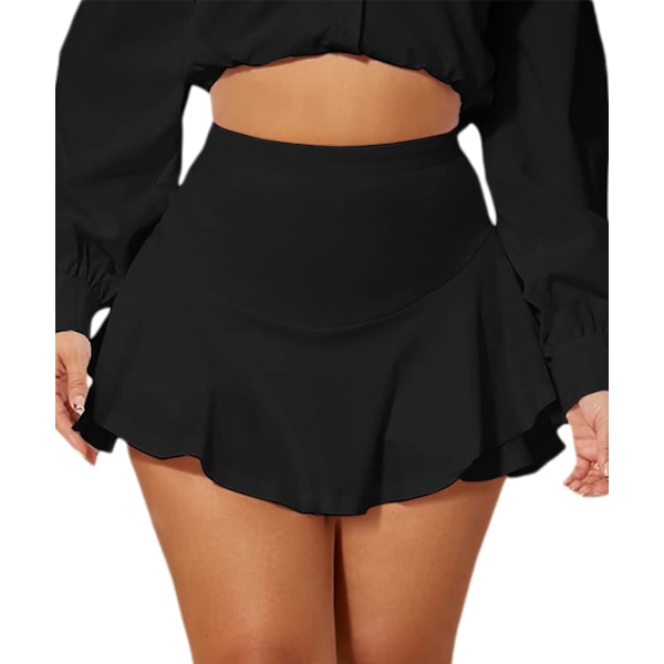 2025 Senaste Modell Mini Kjol för Kvinnor Sexig Enfärgad Volang Lingerie Kjol Kort Hög Midja Två Lager Fåll Kjol
