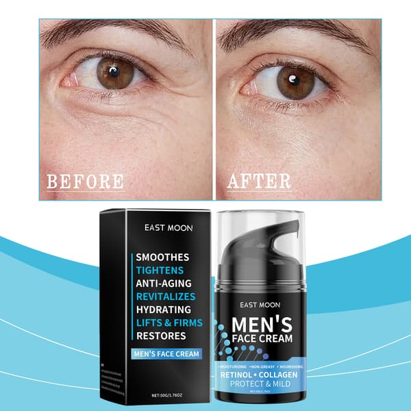 Ansiktskräm för män med retinol, återfuktande och närande ansiktskräm för hudföryngring